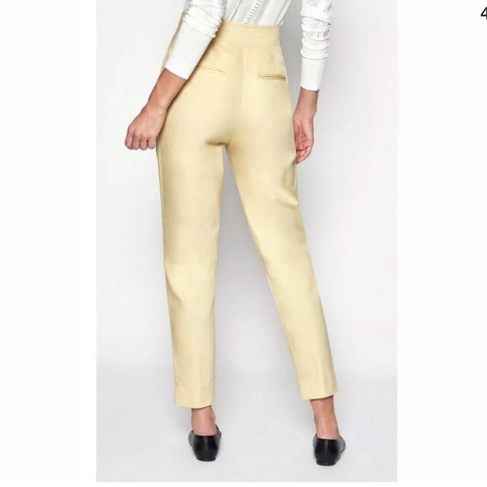 Equipment Lucille Sable Dor Butter Yellow High Rise Ankle Paperbag Pants Size 10 - Picture 3 of 14